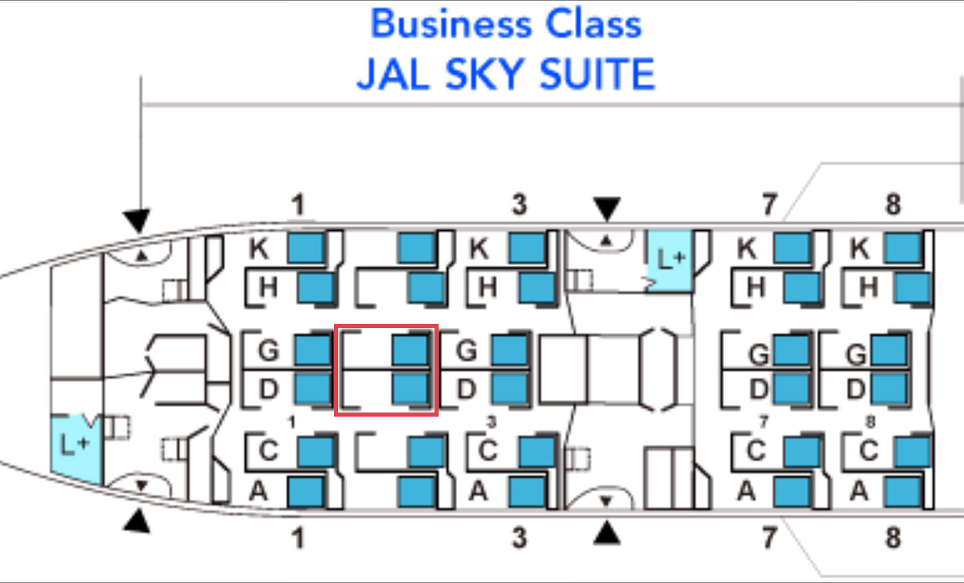日本航空JL67商務艙座位圖